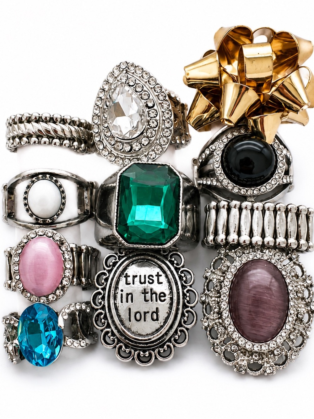 Paparazzi 11 Ring Stretchy Statement Jewelry Bundle Silver Tone Rose Gold lot